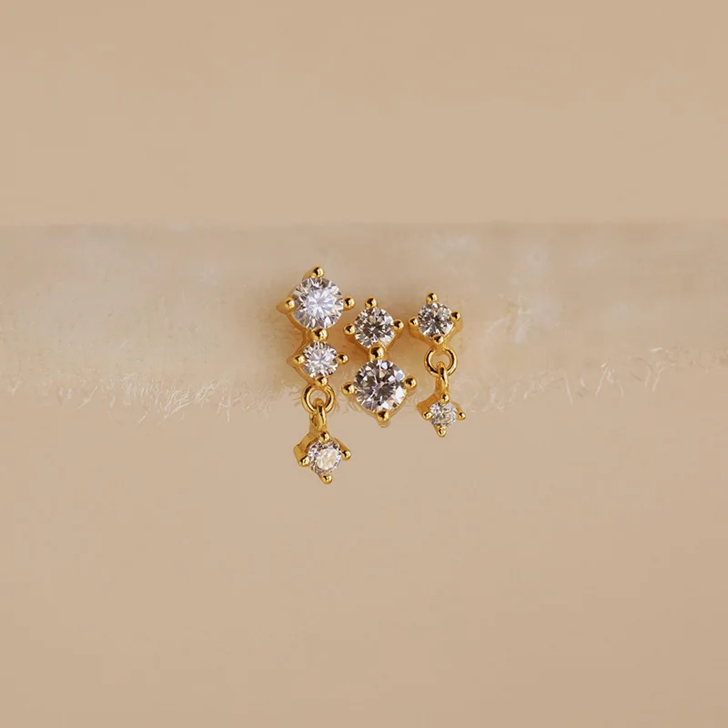3pcs/Set  Zircon Fashion Earrings Gold-plated Dazzling Elegant High-grade  Daily Wear  Jewelry Gifts for Women Girls image 2