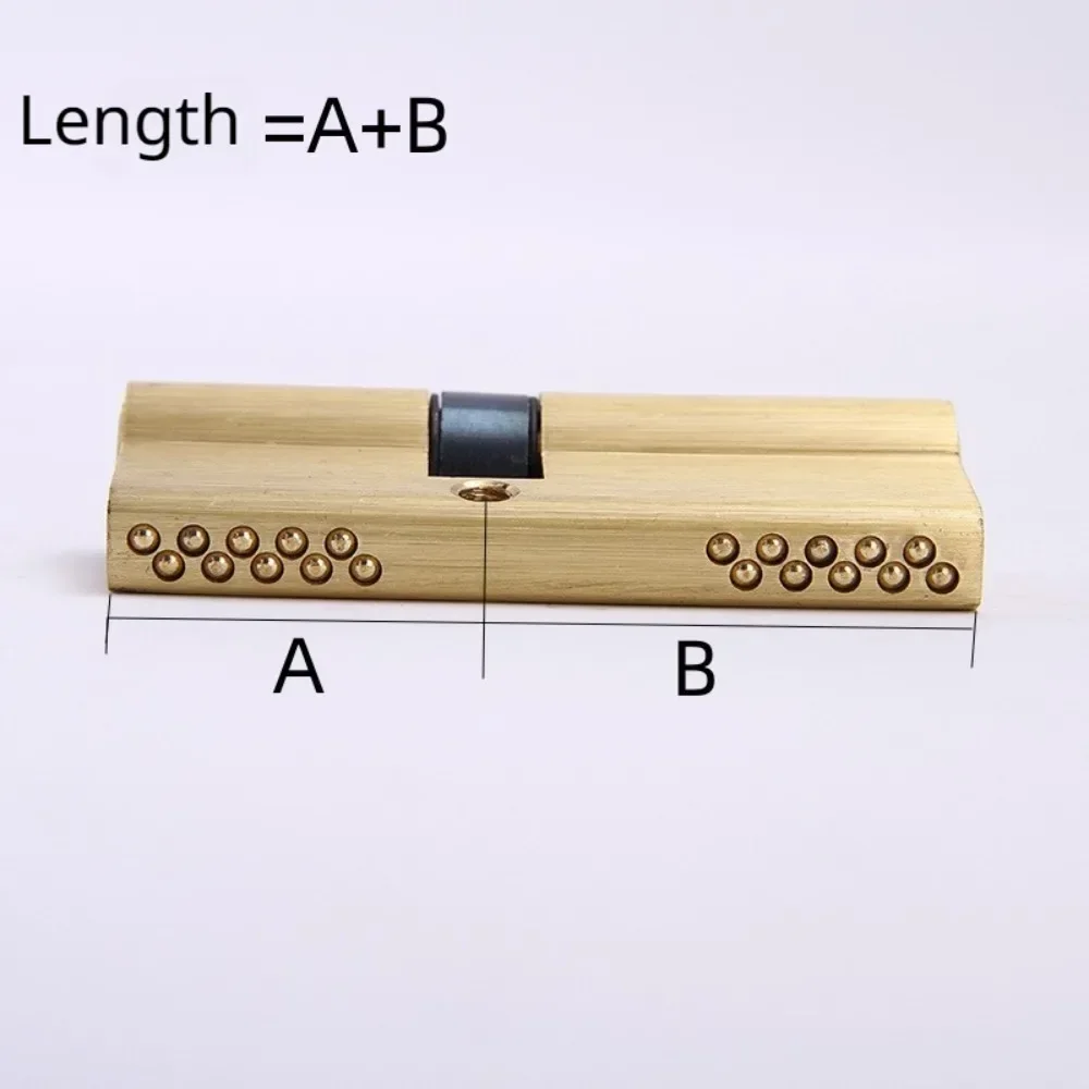 B-level safe lock cylinder, anti-theft door double row curved lock cylinder 2+6 copper key lock core 65-120mm
