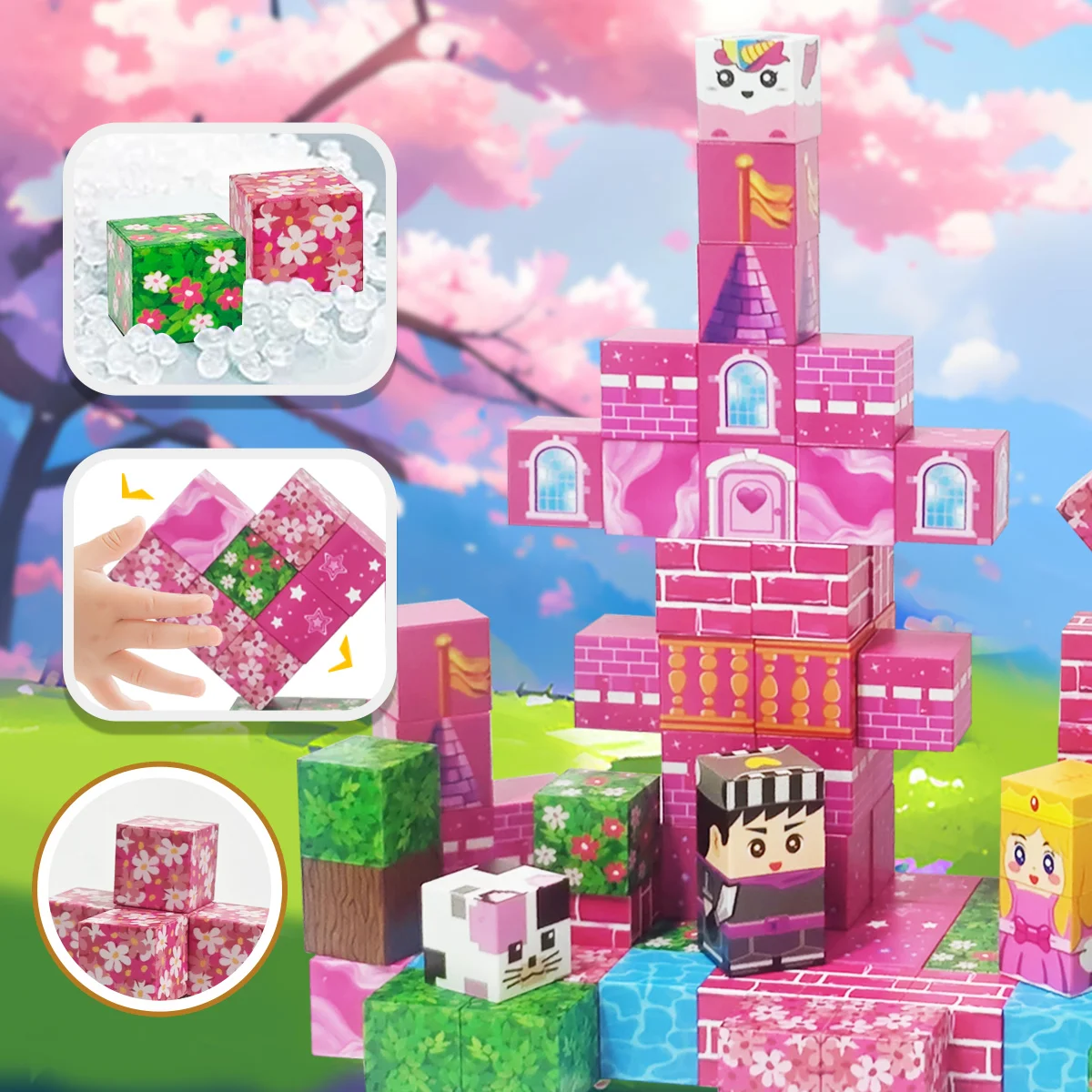 Magnetyczna zabawka księżniczka z bajki, zestaw magnetycznych klocków do budowania fantasy miasta, odpowiedni dla chłopców i dziewcząt, prezent na Boże Narodzenie i urodziny