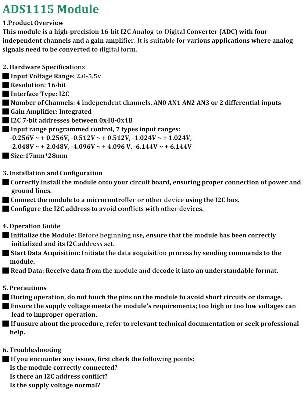 Estardyn ADS1115 16-Bit-ADC-Modul I2C 4-Kanal mit PGA Hochpräzisions-Sensor-Datenerfassungsplatine für Raspberry Pi – Detail 1
