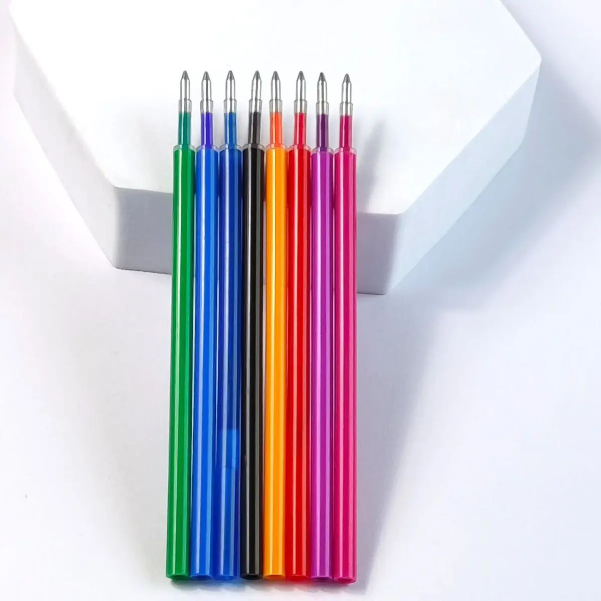 8Pc/Set Erasable Gel Pen Refill 0.5mm Bullet Tip Blue Black Red Ink Refill Rods 8 Color Writing Drawing Painting Washable Handle