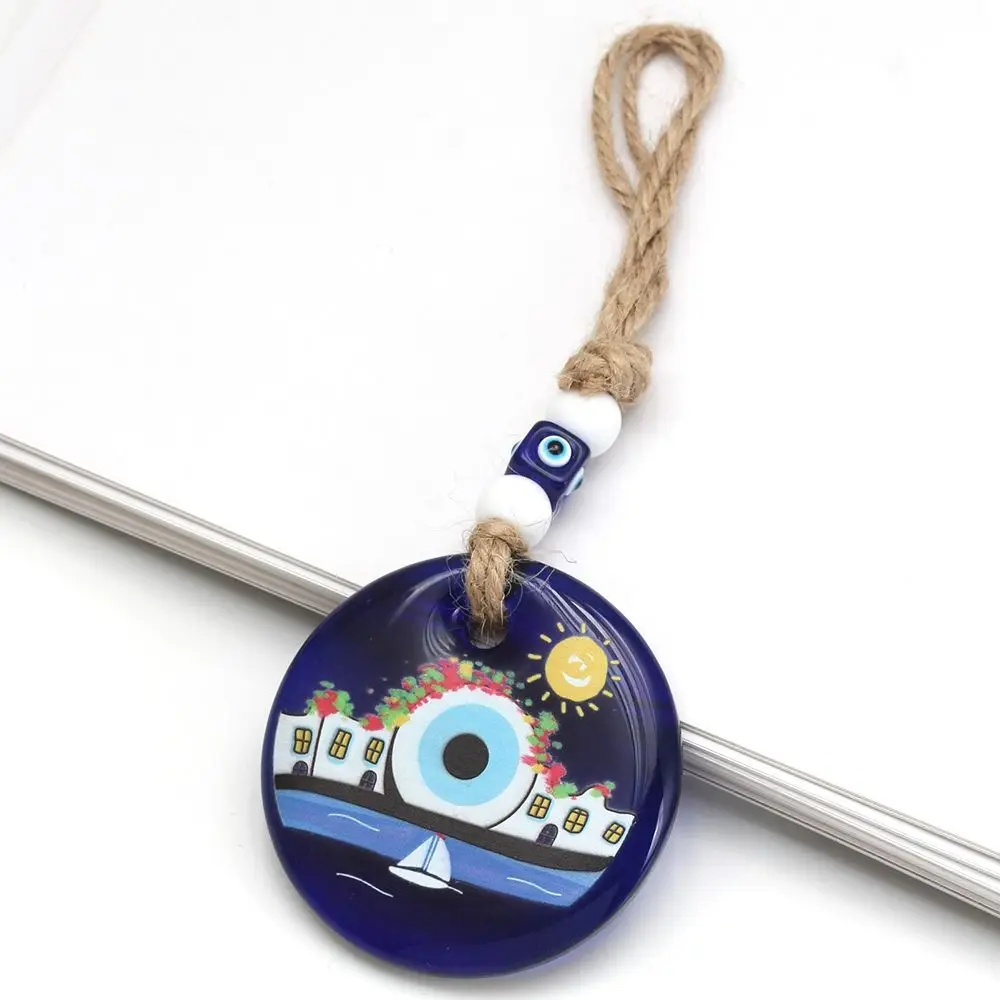 Blue Eye Lucky Eye Keychain Hand of Fatima Glass Bead Lucky Eye Pendant Turkey Decoration Car Hanging Charm Women’s Gift