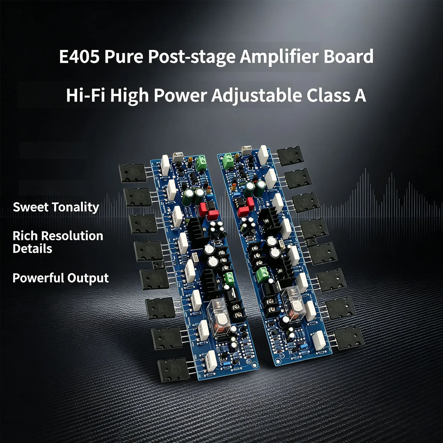 E405 High Power HiFi Audiophile Adjustable Class A Power Amplifier Board, Stereo Post-stage Amp Module With Protection Circuit