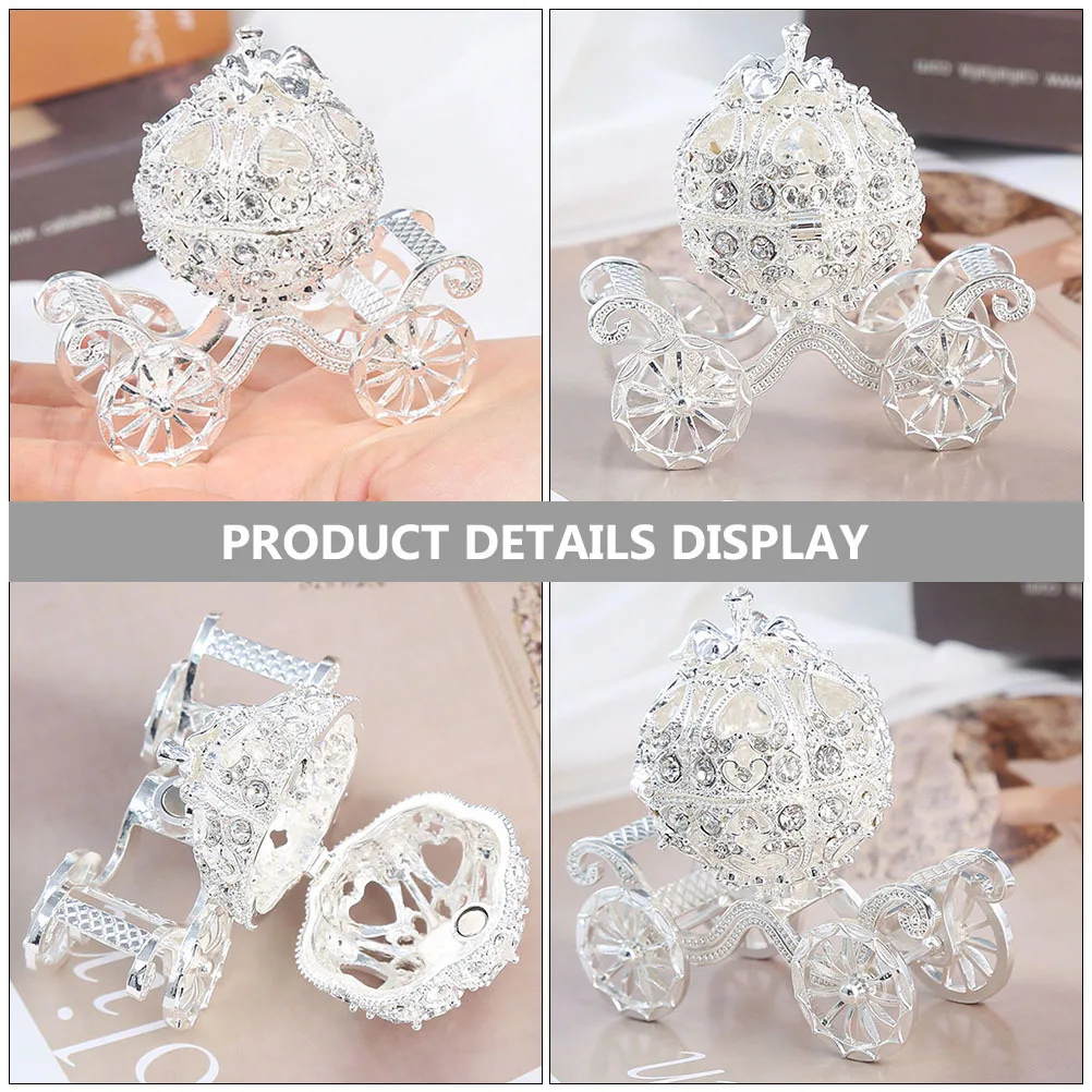 Pumpkin Carriage Trinket Box Jewelry Storage Display Case For Ring Necklace Home Decor Metal Keepsake Organizer