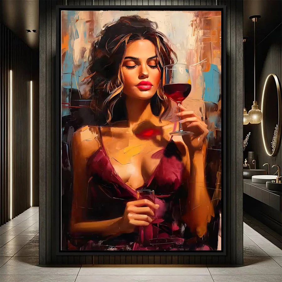 Diamond Mosaic Picture Kit New Beautiful and Elegant Women's Wine Glass Art Diamond Painting Cross Stitch Decoration Wall Art
