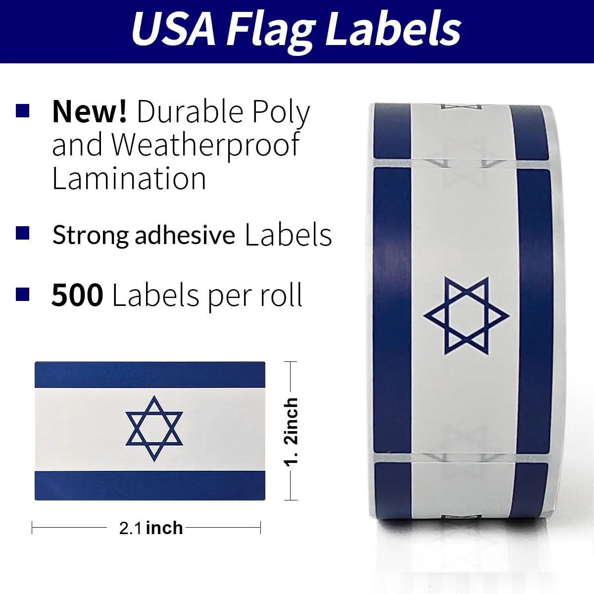 USA Flag Stickers, Flag Roll Stickers, Patriotic Labels, Self-Stick Label, 500Pcs Per Roll, 1.25 