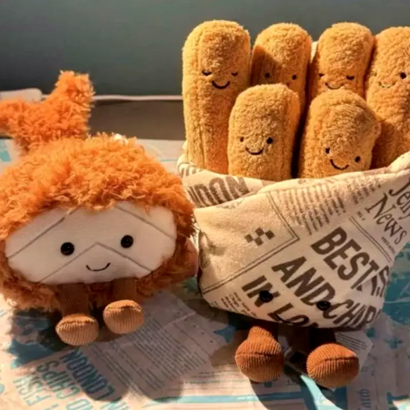Neue verpackte Pommes-Brat-Figur, Simulation gefülltes Plüschtier, Cartoon-Anime, niedliches Kindergeburtstagsgeschenk, lustige Puppe