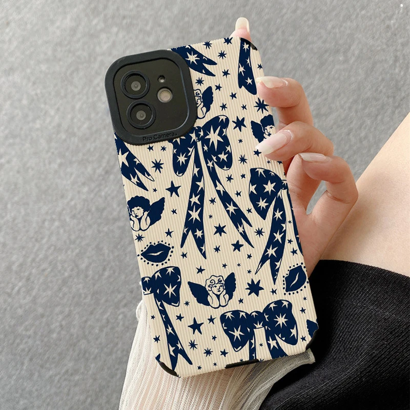 Bowtie Pentagram Angel Phone Cases for IPhone 11 Case 14 Pro Max 15 Pro Max IPhone Case for IPhone 13