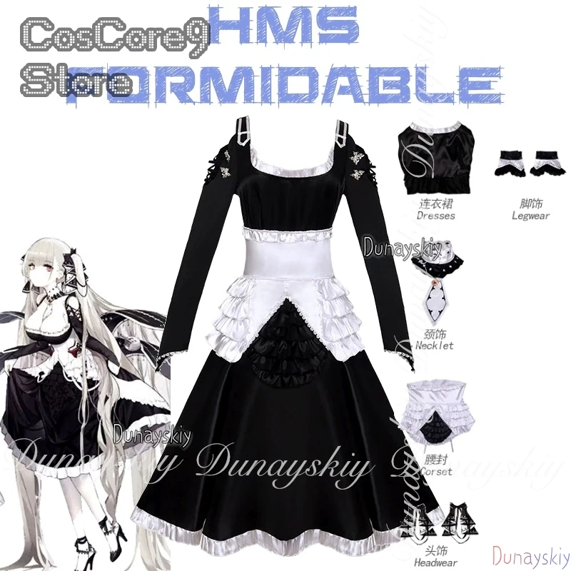 

Azur Lane Game HMS Formidable Cosplay A 5-star Armored Aircraft Carrier Of Country E With A Black Dress Cosplay 코스프레 Full Set