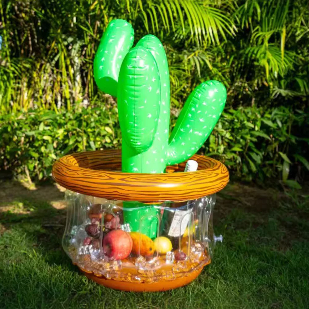 Aufblasbarer Poolschwimmer mit Kaktus-Topfpflanze – Dekor im tropischen Stil für Pool und Party, einfach aufblasbares und langlebiges PVC-Material