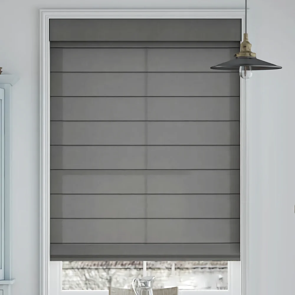 

Smart Home Built-In Electric Roman Blind Motor Automatic Fabric Pinhole Custom Modern Style Blackout Shades for Oriel Windows