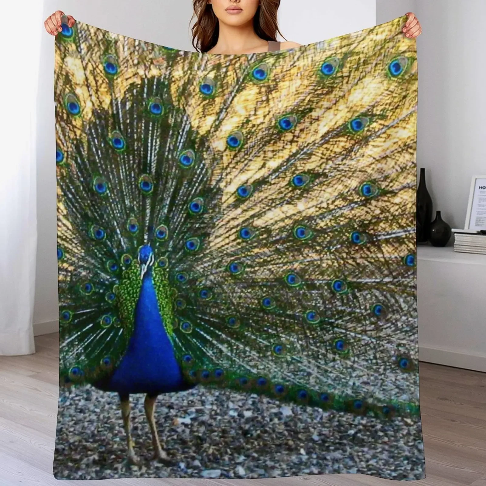 New Peacock Throw Blanket No Pilling Soft Warm Blanket for Bed