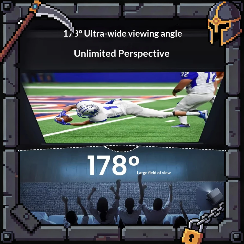 JMGO 100 Inches Projection Screen Translucent Suspension Design Projection Screen 178 Ultra-Wide Viewing Angle 50CM Adjustable