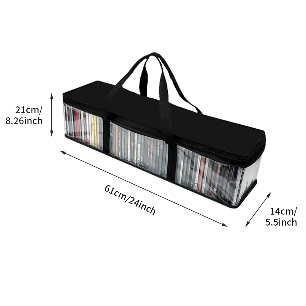 2 pezzi 40 capacità in ordine con maniglie Clear Windows Zipper DVD Storage Bag custodia multimediale per film porta CD protettivo domestico portatile