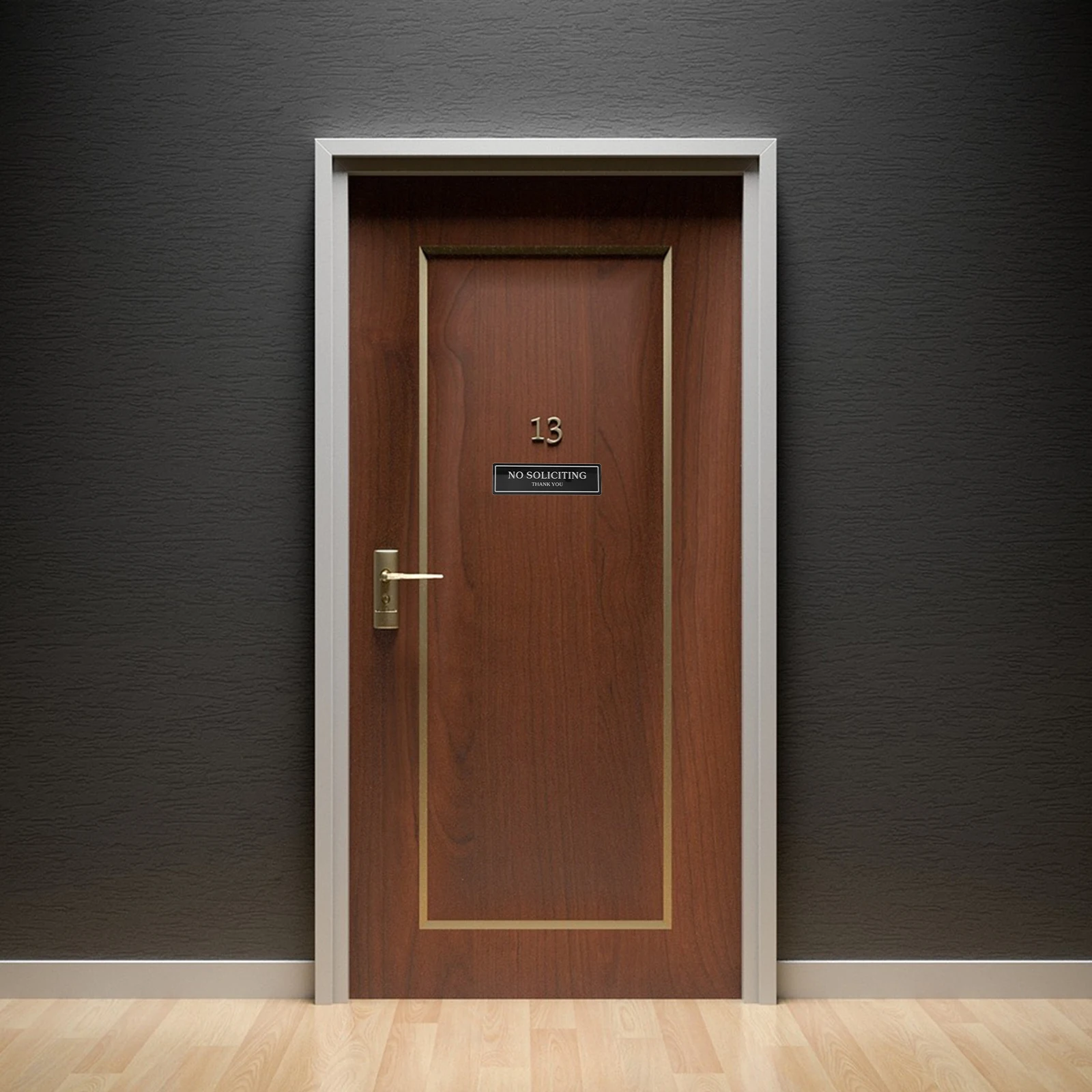 

2 Pieces No Soliciting Sign 21x6 1cm Removable Door Signboard Black White Office Home Wear Resistant Decorative