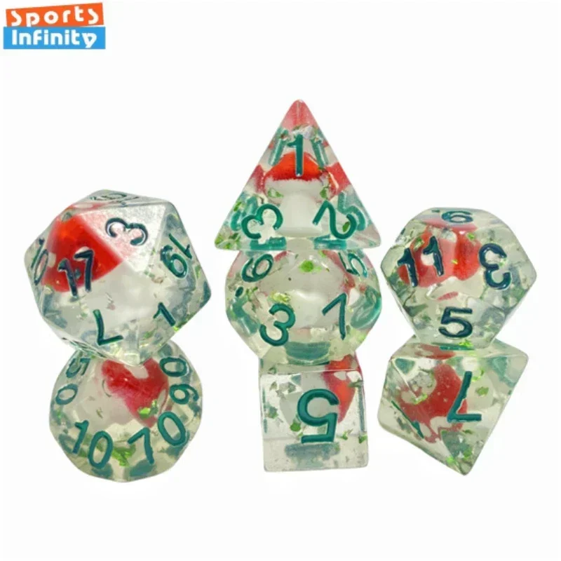 7pcs of Resin DND Polyhedral Digital Dice Role-Playing Resin Crystal Tarot Game Party Toys Home Decor Ornaments DND Dice Set