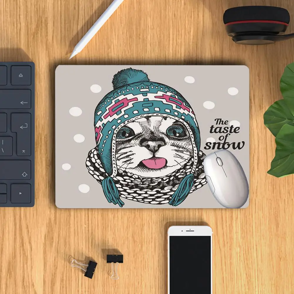 Alfombrilla de ratón antideslizante de goma con dibujos animados, alfombrilla de ratón de escritorio con reposamuñecas para gato y perro