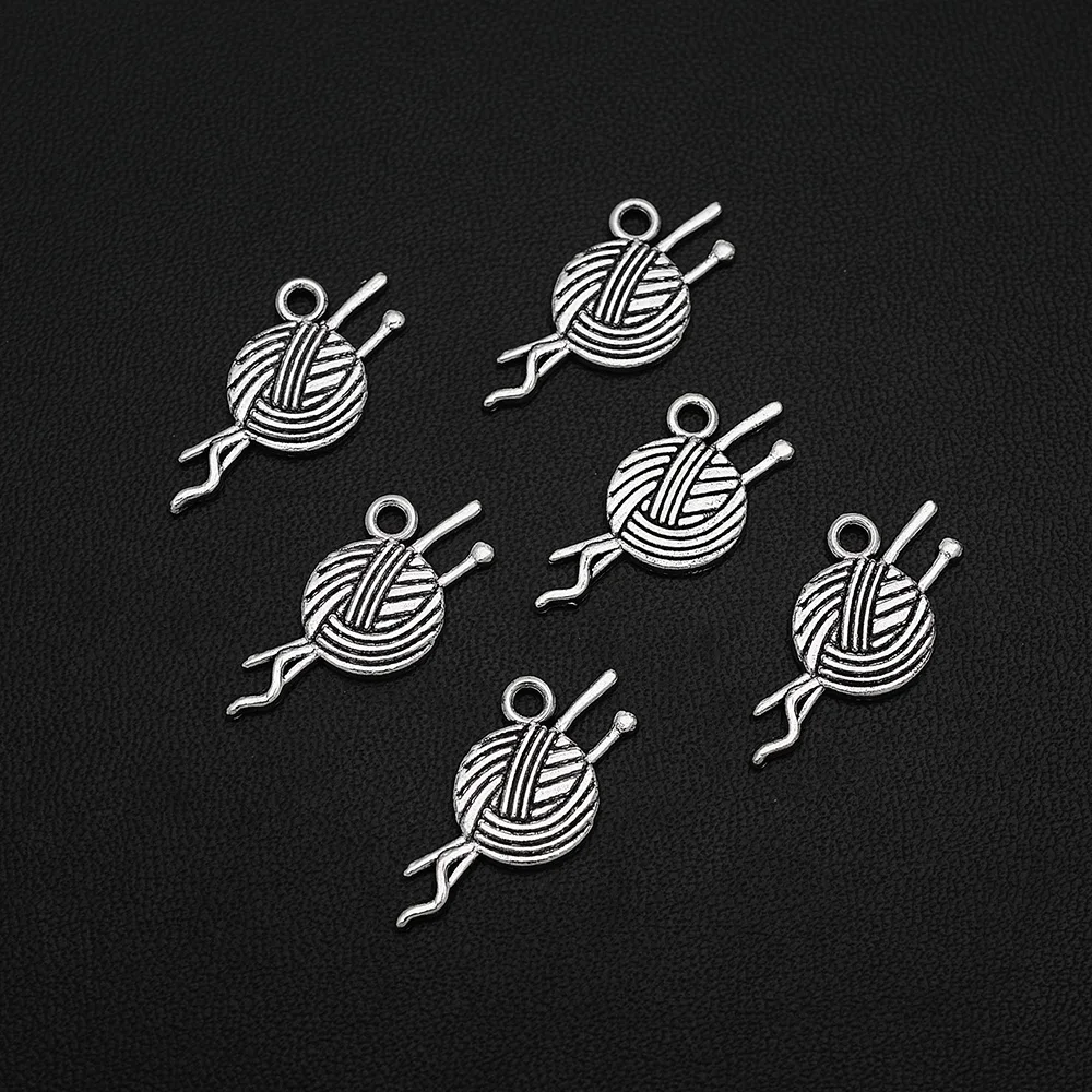 40pcs/lot--13x23mm Mini Ball Of Yarn Knitting Charms Pendants For Diy Jewelry Making Supplies Accessories Wholesale Bulk Items