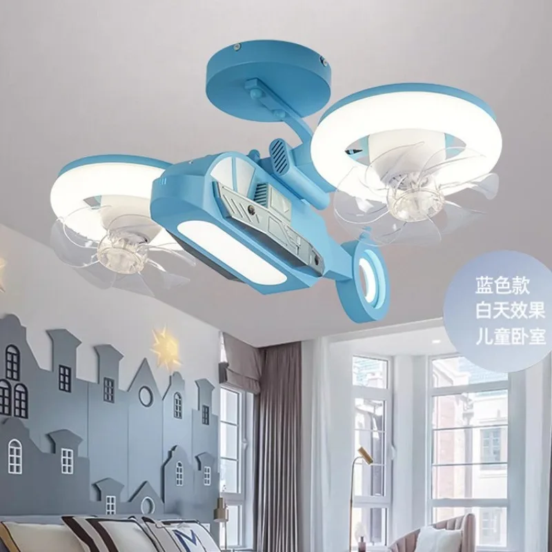 Aircraft Fan Light, Room Bedroom Light Boy Creative Helicopter Combat Model Fan Light
