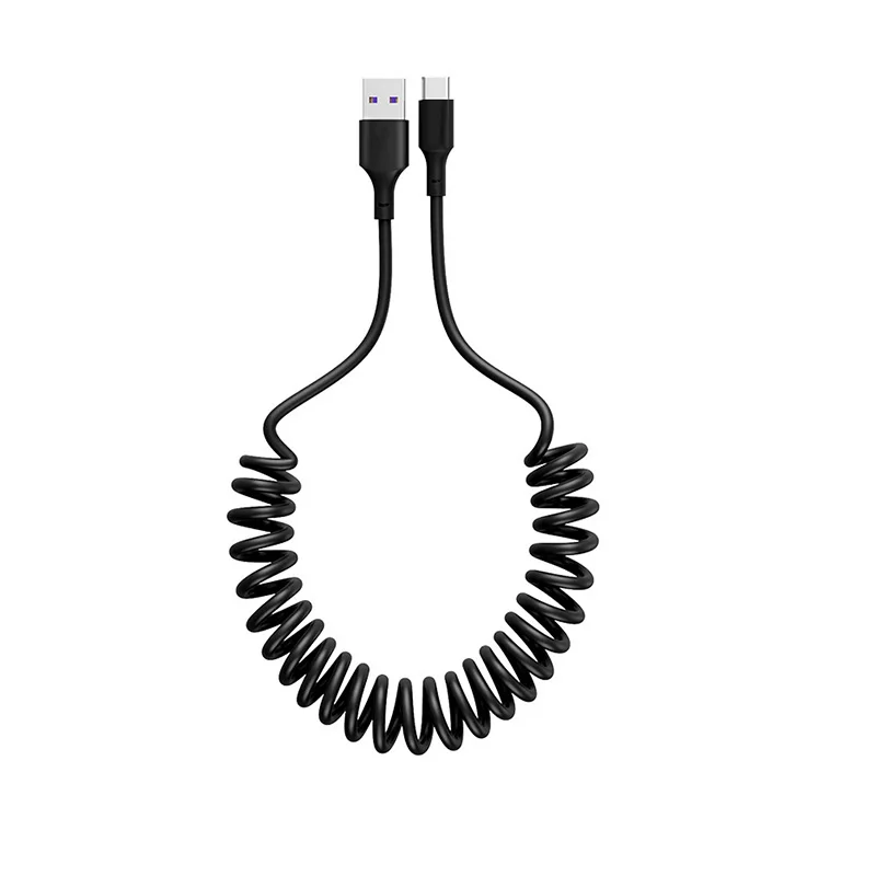 1 Meter Car For Apple iPhone X XS Max XR 8 7 6 Plus Fast Charger Telescopic Spring USB Cable Metal Cable Data Cable