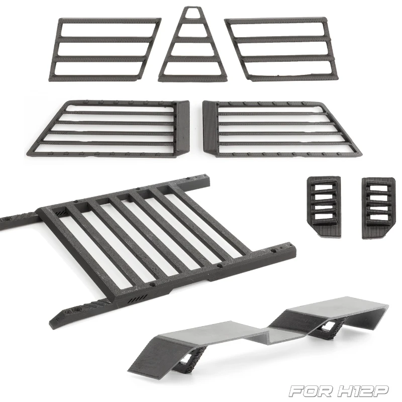 

Simulation model Roof rack Dead wing Front side window armor grille Tail lampshade for 1/12 RC Crawler Car H12P