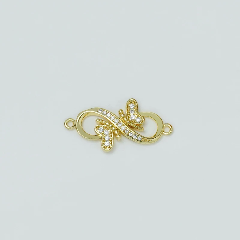 10 Pcs Zigzag Jewelry Connector for Diy Bracelet Necklace Making Supplies Copper Inlay Zircon Bend Butterfly Heart Accessories