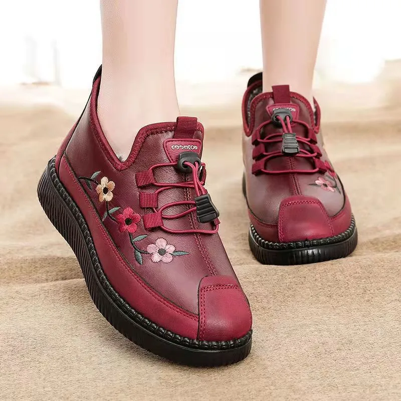 

2023 Winter Casual Flat Lace-up Cotton Shoes Non-slip Waterproof Embroidery Shoes for Shoes Warm Snow Boots Bota Masculina