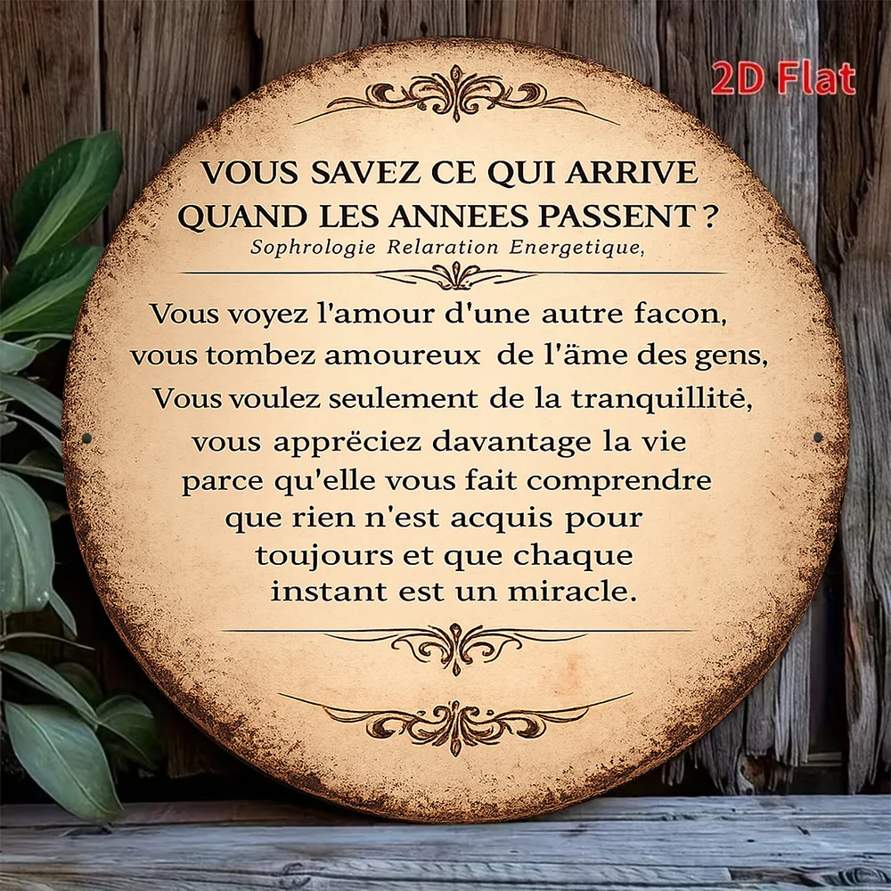 2D Flat, 1pc 8x8in/20x20cm 2D Flat Round Sign, Vintage Plaque on 
