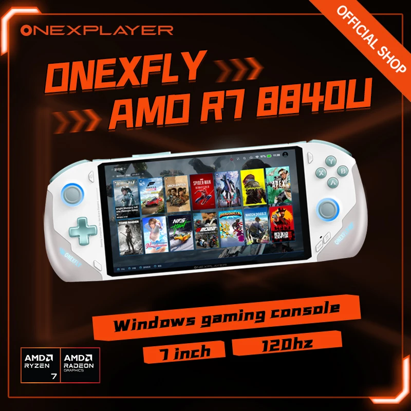 New OneXPlayer OnexFly AMD Ryzen7 8840U 7 Inch PC Handheld Game Console  WiFi6  Latops IPS Screen Mini PC Video Gaming Console