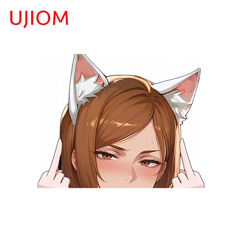 UJIOM Kugisaki Nobara Peeking Wall Sticker Seductive Waifu Give The Middle Finger Up Decal Personality Trunk Wardrobe Decor