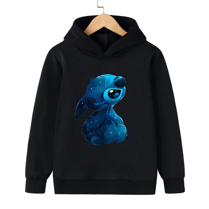 Disney-Sweat à capuche Stitch pour enfants, vêtements Kawaii, sweat-shirt pour enfants, haut décontracté pour bébé, dessin animé pour fille, garçon,