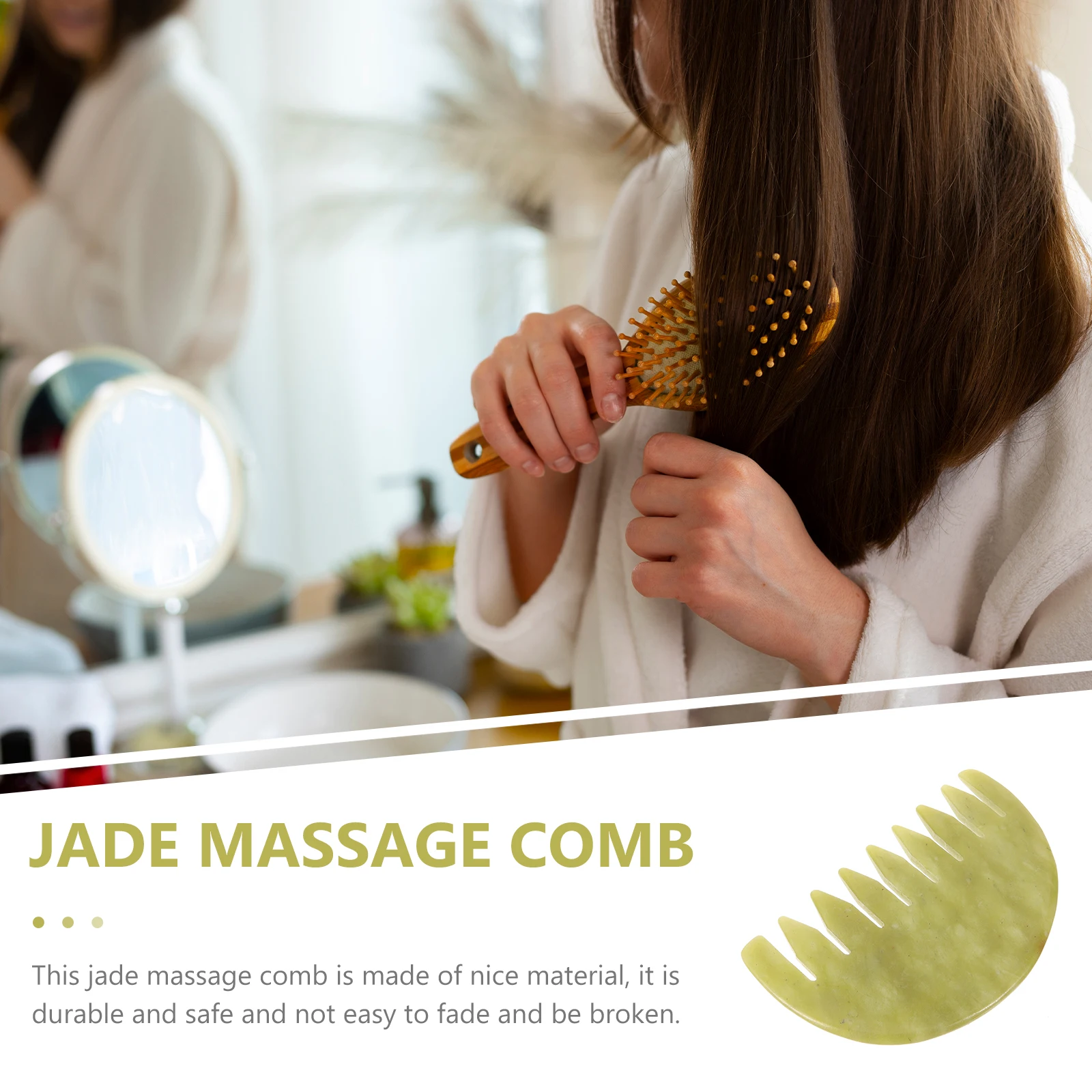 

Jade Massage Combs Scalp Massager Rounded Edges Safe Use Muscle Discomfort Relief Facial Guasha Tool Mini Brush for Purse