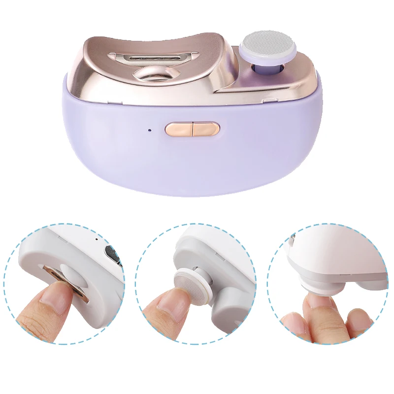2 in 1 Rotatable Electric Nail Clipper Grinding and Polishing With Lighting Automatic Rechargeable Nail Trimmer for Baby Adult