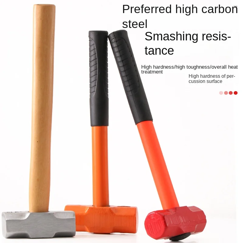 High-carbon steel-plastic-coated octagonal hammer,  pipe handle, iron hammer, 23468P, wooden handle