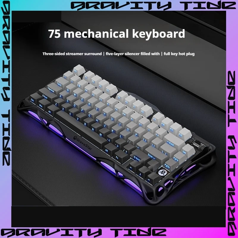 Gravastar K1 75% Layout Wireless Aluminum Mechanical Keyboard Customization Wired Bluetooth Gaming Esports Side Carving Keyboard