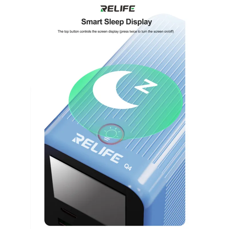 RELIFE Q4 Smart 6-портовое USB-зарядное устройство с цифровым дисплеем для мобильных телефонов, планшетов, часов, двойная станция быстрой зарядки PD + QC