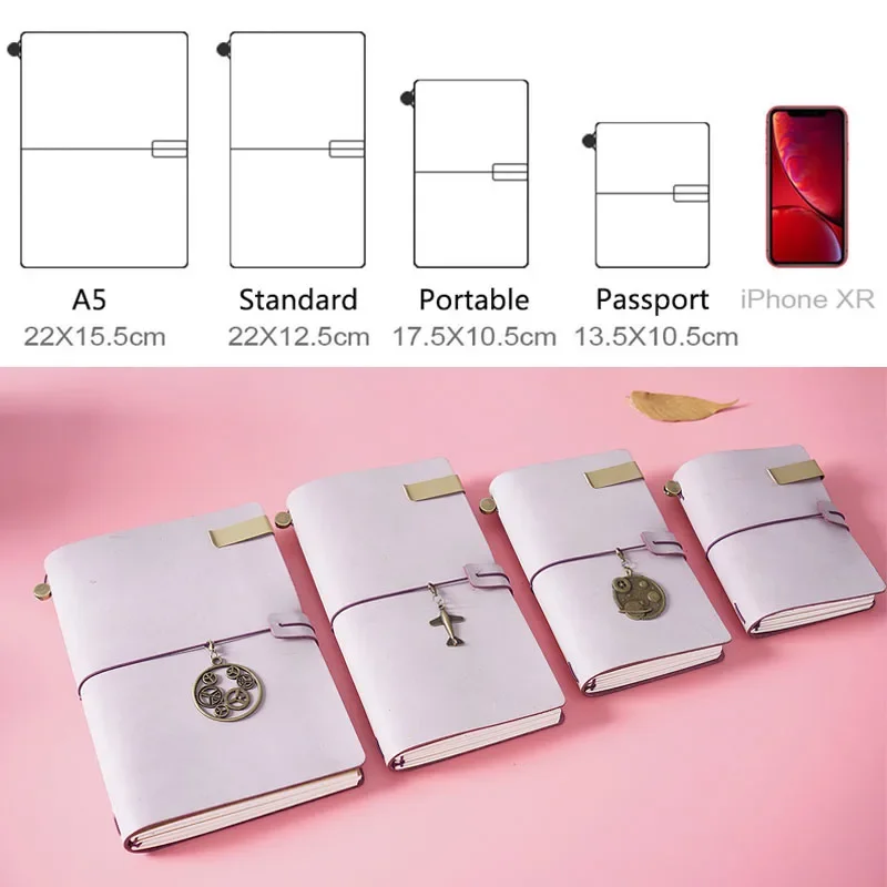 White Fog Wax Leather TN Hand Book Leather Notepad Handmade Cowhide Notebook Loose-leaf Pink Girl Hand Book Notebook