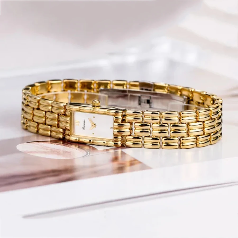 Womens Watches for Girls Wrists Quartz Watch Sliver Gold Orologio Ladies Luxury Wristwatch Rectangle Dial Stainless Steel Clock