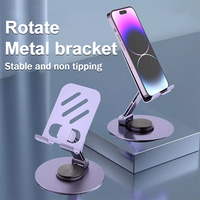 All Metal Aluminum 360 Rotation Mobile Phone Holder Rotating Desktop Stand for IPad Tablet Universal Folding Anti Fall Bracket