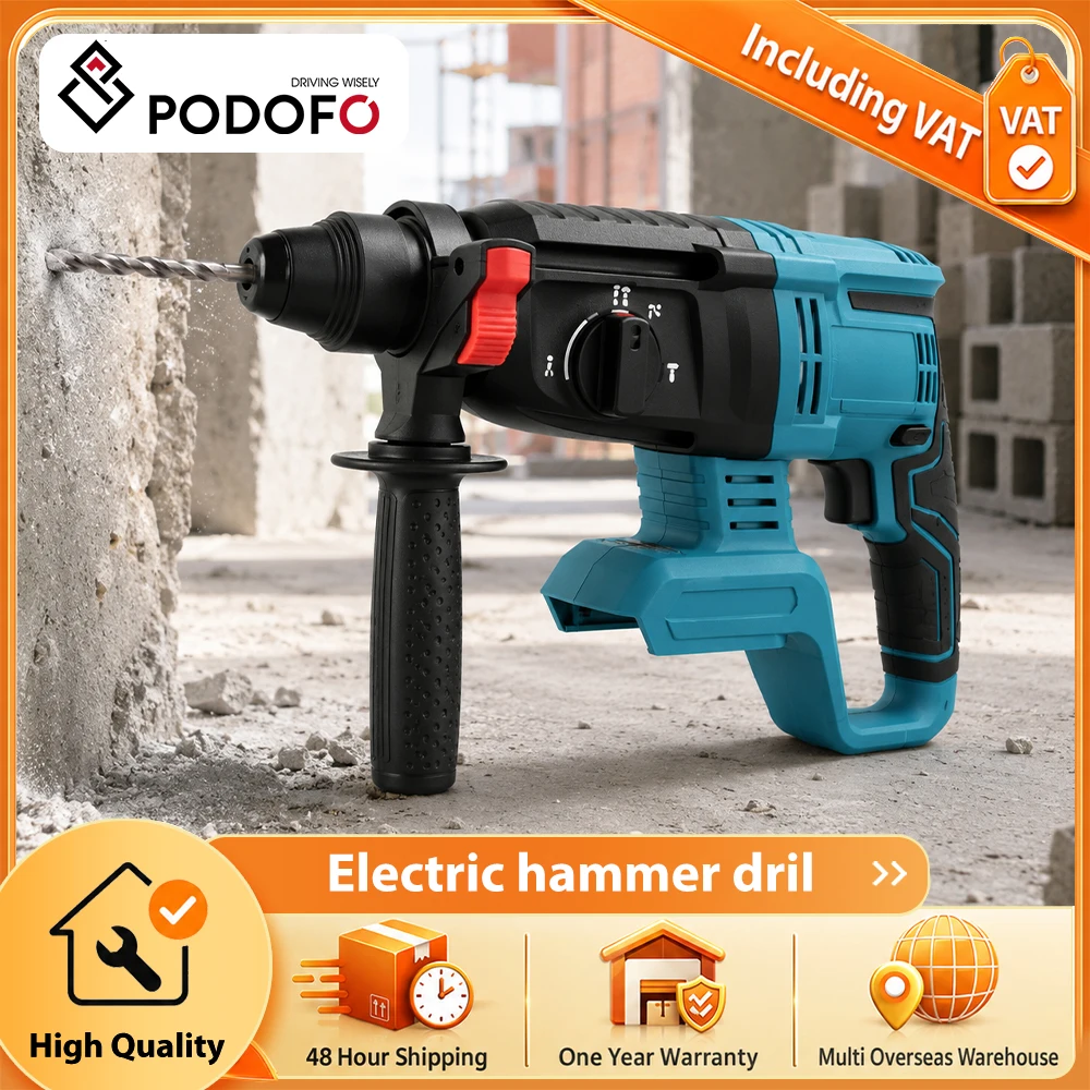 Marteau perforateur rotatif sans fil multifonctionnel Podofo 21V, outil électrique sans fil