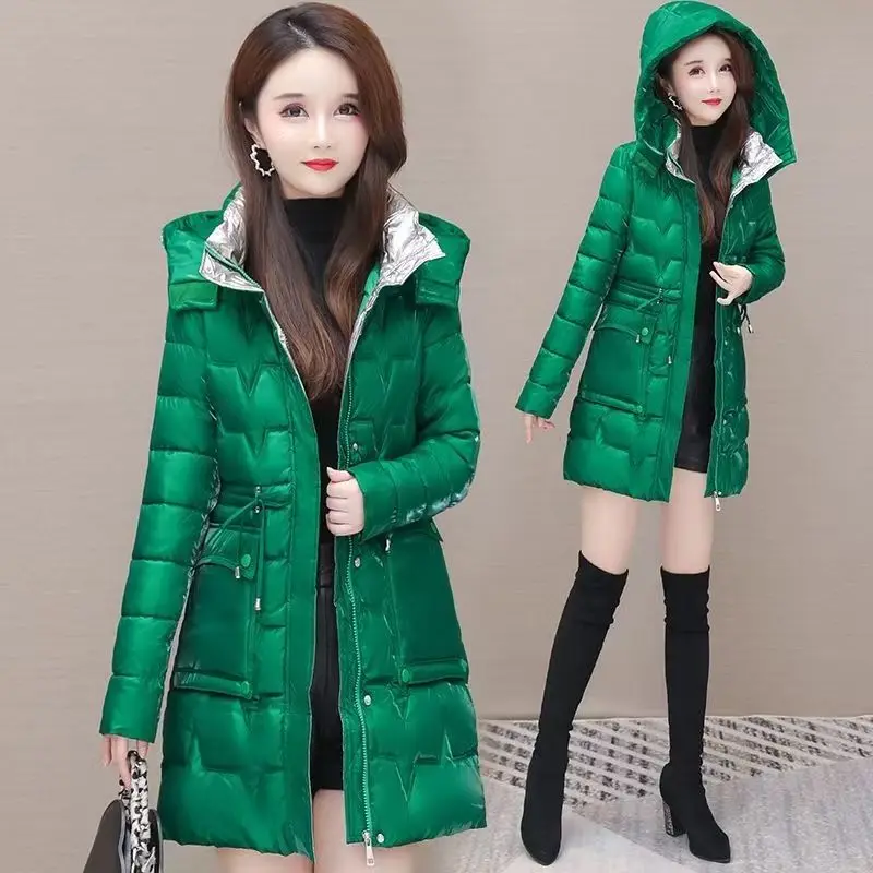 

New Down Cotton Coat Women 2025 Korean Cotton Coat For Women Winter Thick Warm Long Thick Colorful Outwear Hooded Coat Lace-Up
