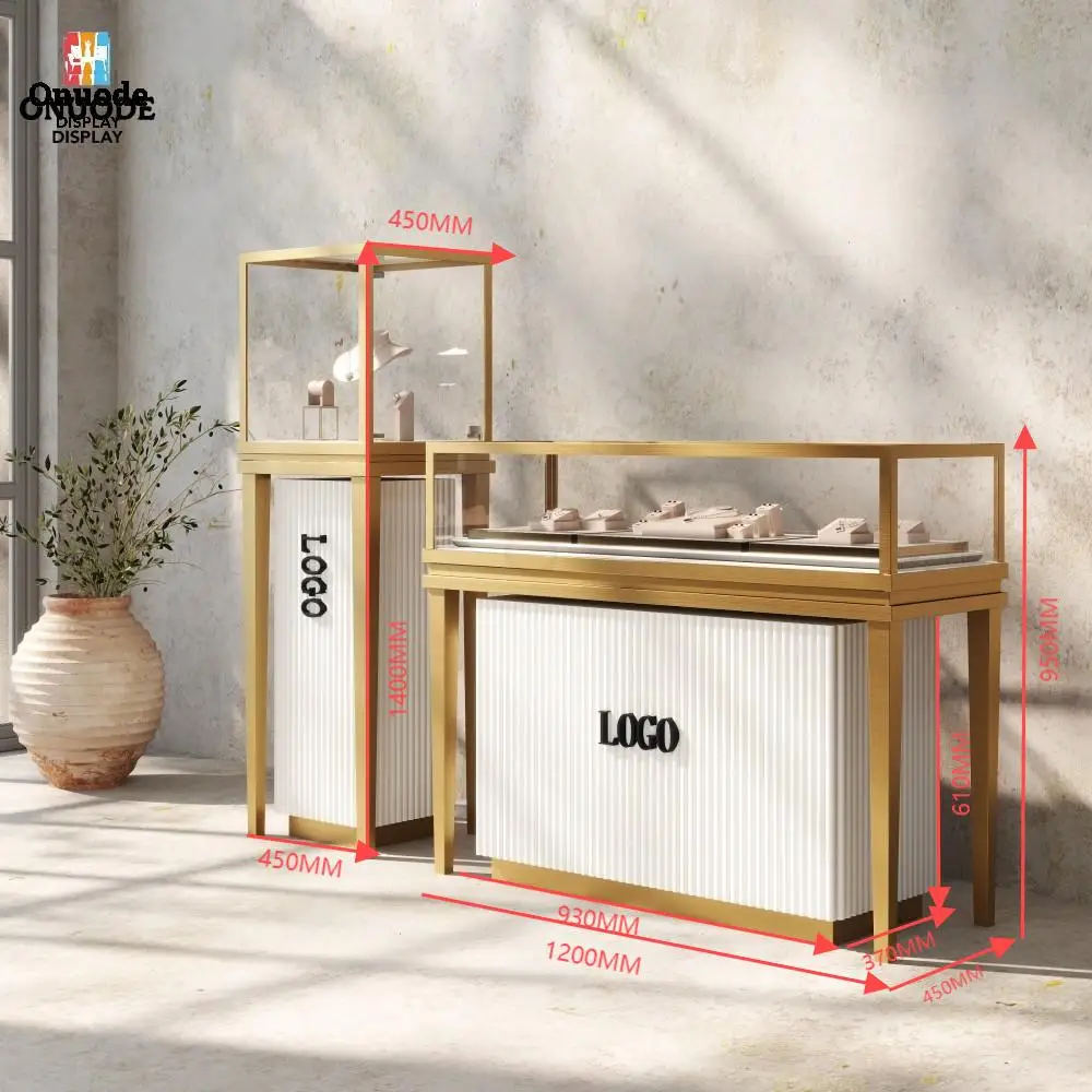 Szklana witryna ekspozycyjna na biżuterię z LED, z możliwością personalizacji, popularny design do sklepów detalicznych w centrach handlowych.