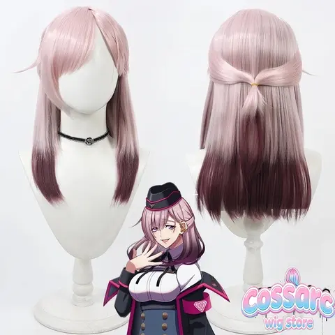 Synthetic Hair Honobono Keitoin Cosplay Wigs Division Rap Battle 45cm Long Pink Mixed Wine Red Cos Wig Heat Resistant