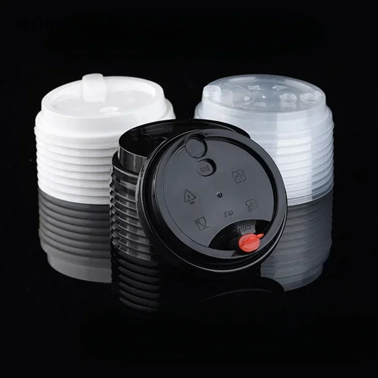 100pcs 95mm Caliber Coffee Cup Lids Disposable Heart-shaped Plug PP Injection Molded Lid Cup Beverage Takeaway Leak Proof Cover
