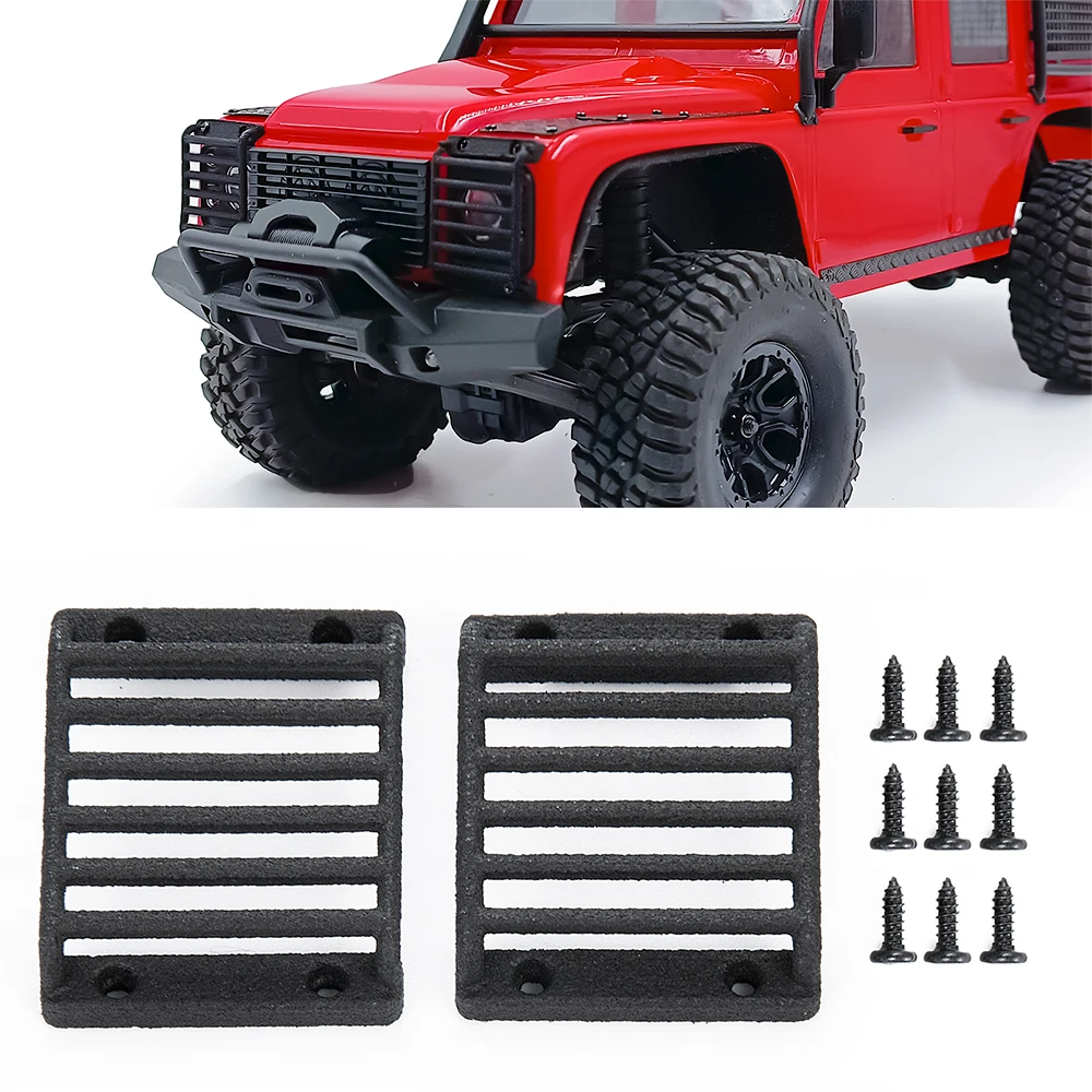 YEAHRUN Metal Skid Plate Side Skirt Intake Grille Trim Tail Door Anti-Scratch Plate for 1/18 RC Crawler TRX4M Defender Parts