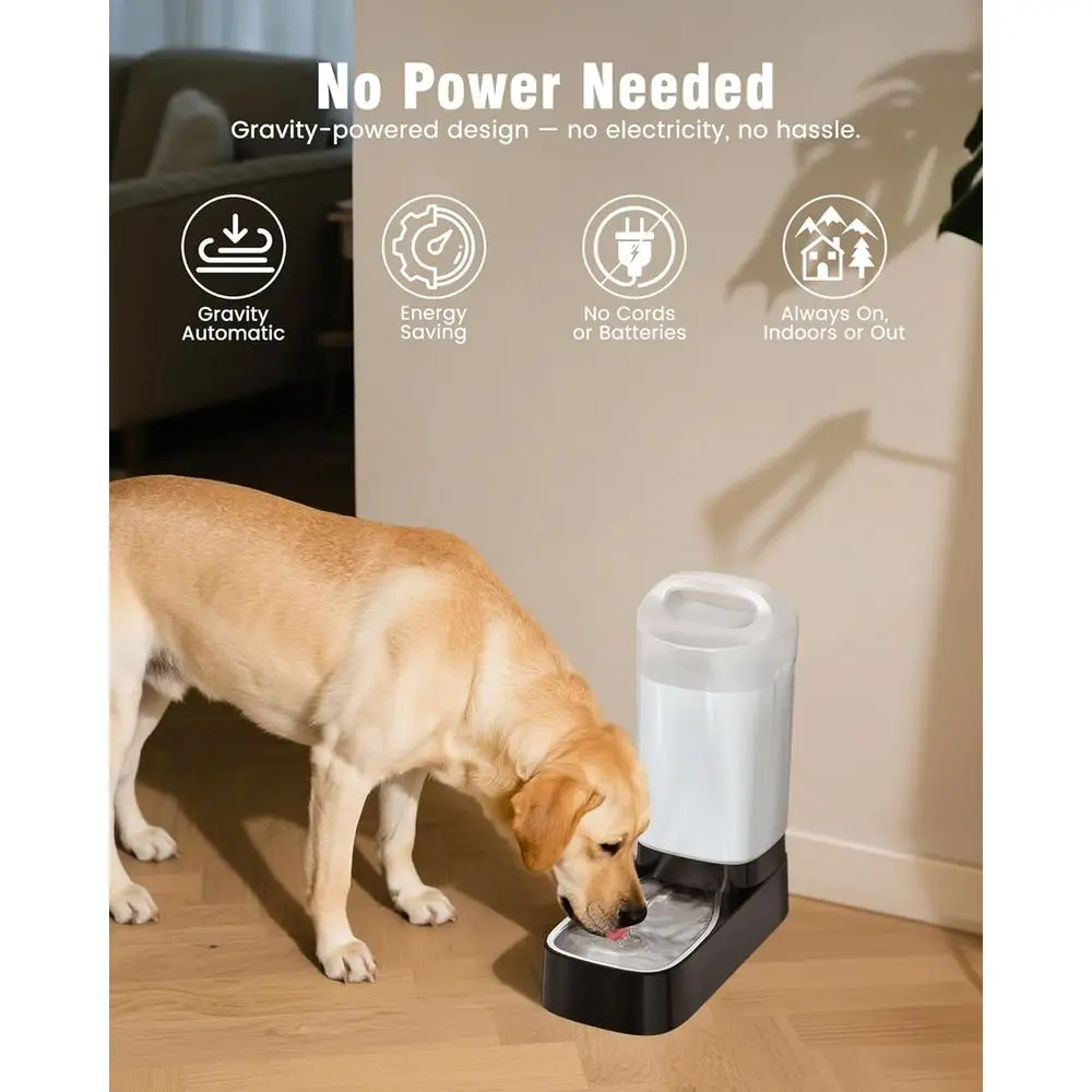 

Automatic Dog Water Bowl Dispenser - 2.4 Gallon Stainless Steel Gravity Pet Water Feeder with Ergonomic Handle Design Anti Splas
