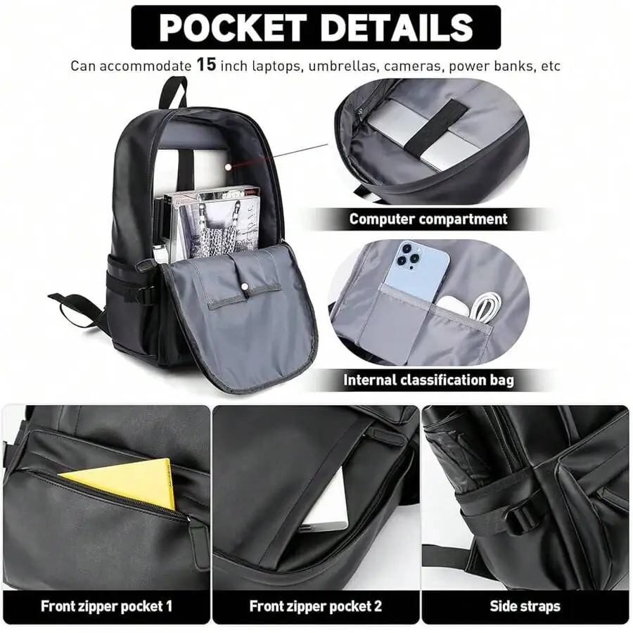 

Water Repellent Laptop Backpack For Men Business Travel Computer Bag 15 Inch