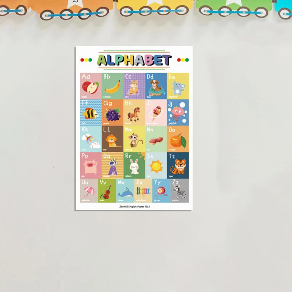 

12 Sheets English Enlightenment Posters White Learning Tools Rounded Corners Bright Colors Cartoon