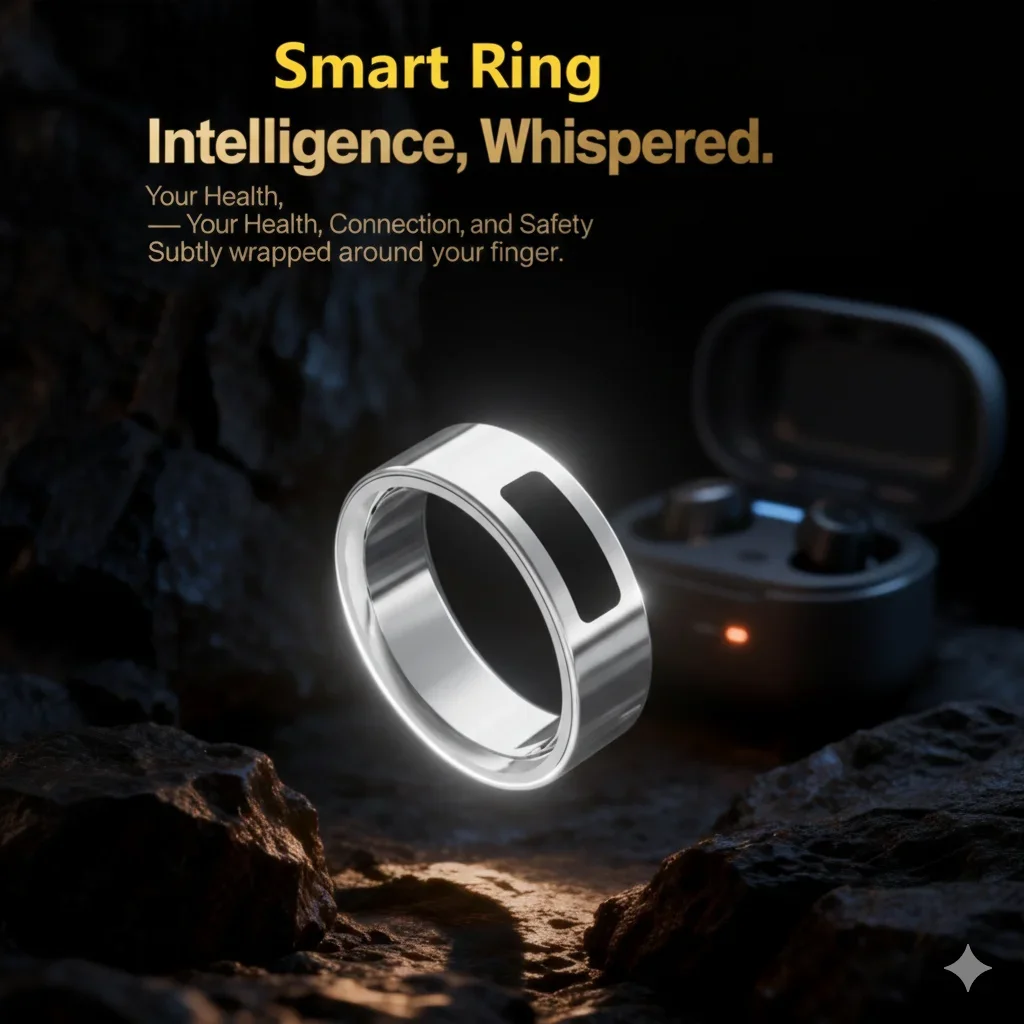 

Умное кольцо QINO для мужчин и женщин, водонепроницаемое, трекер здоровья для iOS и Android с тактильными оповещениями, управлением жестами, бесплатный чехол для зарядки.