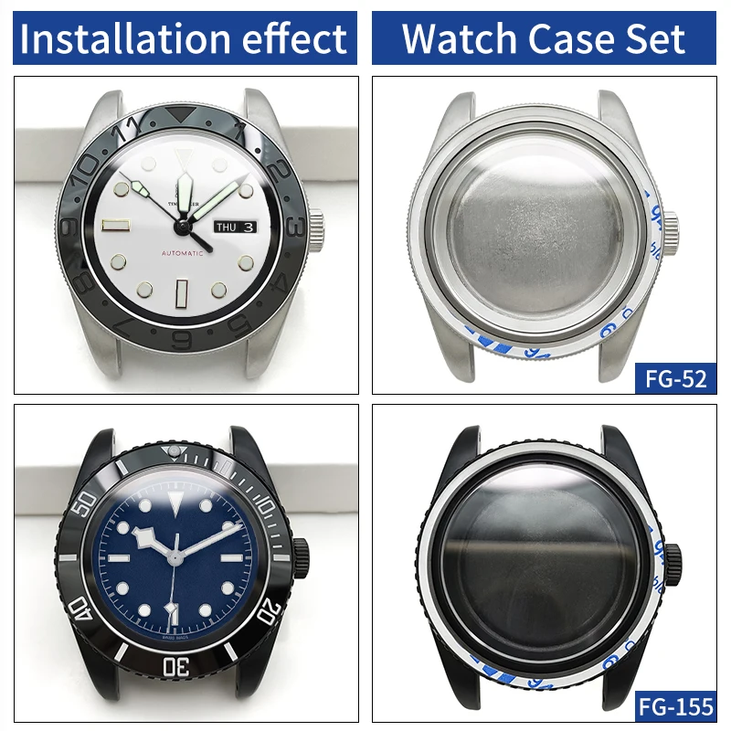 Vintage Watches Case Matte Silver/Black For SKX SKX007 NH35 NH36 4R36 Steel Cases Movement Sapphire Crystal Glass MOD Watch Part